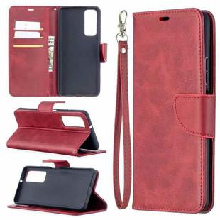 For Huawei P smart 2021 / Y7a Retro Lambskin Texture Pure Color Horizontal Flip PU Leather Case with Holder & Card Slots & Wallet & Lanyard(Red)