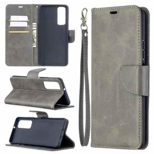 For Huawei P smart 2021 / Y7a Retro Lambskin Texture Pure Color Horizontal Flip PU Leather Case with Holder & Card Slots & Wallet & Lanyard(Grey)