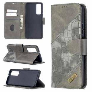 For Huawei P smart 2021 / Y7a Matching Color Crocodile Texture Horizontal Flip PU Leather Case with Wallet & Holder & Card Slots(Grey)