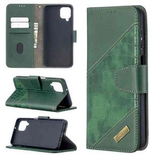 For Samsung Galaxy A12 Matching Color Crocodile Texture Horizontal Flip PU Leather Case with Wallet & Holder & Card Slots(Green)