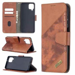 For Samsung Galaxy A12 Matching Color Crocodile Texture Horizontal Flip PU Leather Case with Wallet & Holder & Card Slots(Brown)