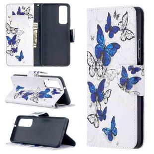For Huawei P smart 2021 / Y7a Colored Drawing Pattern Horizontal Flip Leather Case with Holder & Card Slots & Wallet(Butterfly Swarm)