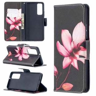 For Huawei P smart 2021 / Y7a Colored Drawing Pattern Horizontal Flip Leather Case with Holder & Card Slots & Wallet(Lotus)