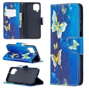 For Samsung Galaxy A12 Colored Drawing Pattern Horizontal Flip Leather Case with Holder & Card Slots & Wallet(Blue Butterfly)