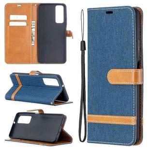 For Huawei P smart 2021 / Y7a Lite Color Matching Denim Texture Horizontal Flip Leather Case with Holder & Card Slots & Wallet & Lanyard(Dark Blue)