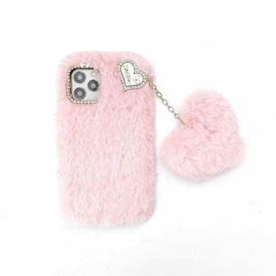 Solid Color Plush Love Pendant TPU Protective Case For iPhone 11 Pro Max(Grey)