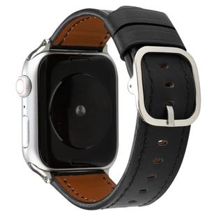 For Apple Watch Series 7 41mm / 6 & SE & 5 & 4 40mm / 3 & 2 & 1 38mm Modern Style Buckle Genuine Leather Strap(Black)