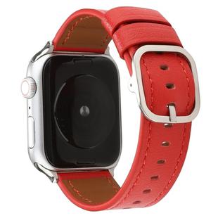 For Apple Watch Series 7 41mm / 6 & SE & 5 & 4 40mm / 3 & 2 & 1 38mm Modern Style Buckle Genuine Leather Strap(Red)