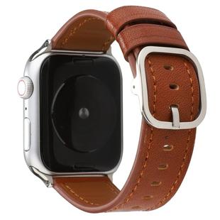 For Apple Watch Series 7 41mm / 6 & SE & 5 & 4 40mm / 3 & 2 & 1 38mm Modern Style Buckle Genuine Leather Strap(Brown)