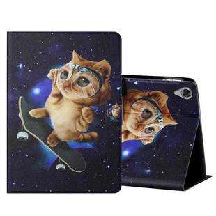 For Lenovo Tab M10 HD 2nd Gen TB-X306X Colored Drawing Horizontal Flip Leather Case with Holder & Card Slots & Sleep / Wake-up Function(Skateboard Cat)