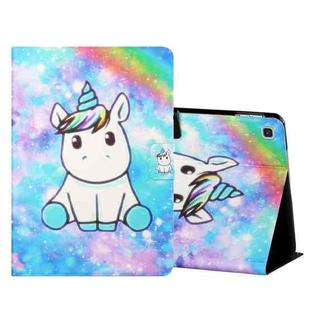 For Samsung Galaxy Tab A7 (2020) T500/T505 Colored Drawing Horizontal Flip Leather Case with Holder & Card Slots & Sleep / Wake-up Function(Unicorn)