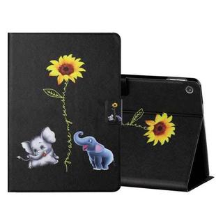 For Amazon Kindle Fire HD10 2015 / 2017 / 2019 Colored Drawing Horizontal Flip Leather Case with Holder & Card Slots & Sleep / Wake-up Function(Elephant)