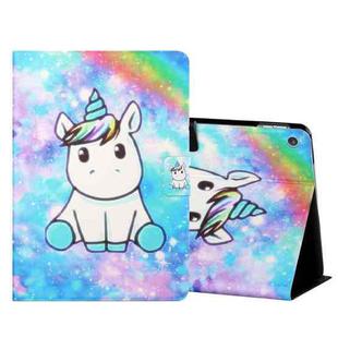 For Amazon Kindle Fire HD10 2015 / 2017 / 2019 Colored Drawing Horizontal Flip Leather Case with Holder & Card Slots & Sleep / Wake-up Function(Unicorn)