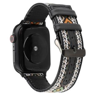 For Apple Watch Series 7 45mm / 6 & SE & 5 & 4 44mm / 3 & 2 & 1 42mm Ethnic Style Genuine Leather Strap(Retro)