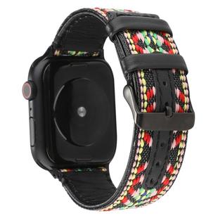 For Apple Watch Series 7 45mm / 6 & SE & 5 & 4 44mm / 3 & 2 & 1 42mm Ethnic Style Genuine Leather Strap(Colorful)
