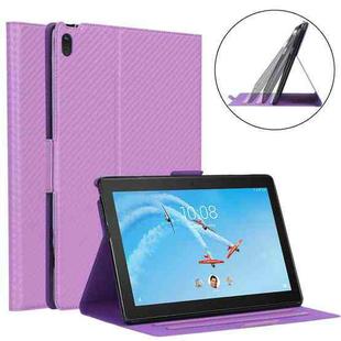 For Lenovo Tab E10 TB-X104F Ultra-thin Carbon Fiber Horizontal Flip PU Leather Tablet Case with 3-level Holder & Sleep / Wake-up Function(Purple)