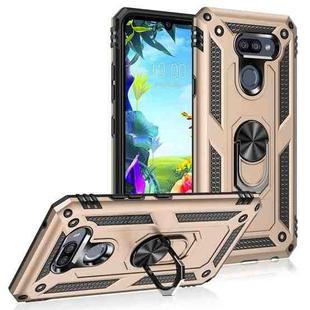 For LG K40S Shockproof TPU + PC Protective Case with 360 Degree Rotating Holder(Gold)