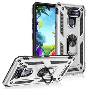 For LG K40S Shockproof TPU + PC Protective Case with 360 Degree Rotating Holder(Silver)