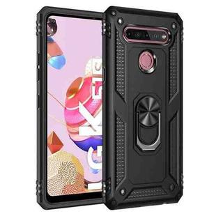 For LG K51S Shockproof TPU + PC Protective Case with 360 Degree Rotating Holder(Black)