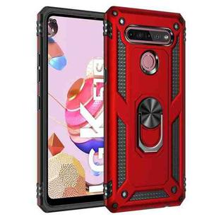 For LG K51S Shockproof TPU + PC Protective Case with 360 Degree Rotating Holder(Red)