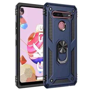 For LG K51S Shockproof TPU + PC Protective Case with 360 Degree Rotating Holder(Blue)