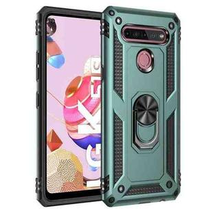 For LG K51S Shockproof TPU + PC Protective Case with 360 Degree Rotating Holder(Dark Green)