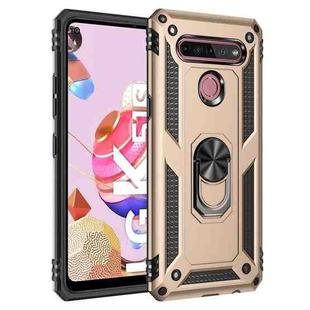 For LG K51S Shockproof TPU + PC Protective Case with 360 Degree Rotating Holder(Gold)