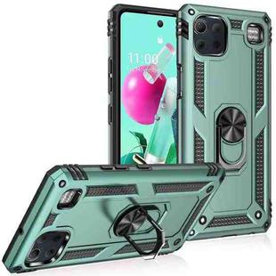 For LG K92 5G Shockproof TPU + PC Protective Case with 360 Degree Rotating Holder(Dark Green)