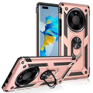 For Huawei Mate 40 Pro Shockproof TPU + PC Protective Case with 360 Degree Rotating Holder(Rose Gold)