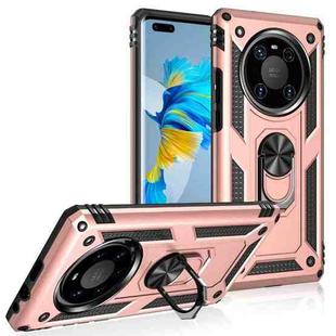 For Huawei Mate 40 Pro+ Shockproof TPU + PC Protective Case with 360 Degree Rotating Holder(Rose Gold)