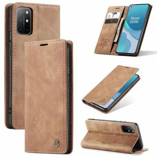 For OnePlus 8T CaseMe-013 Multifunctional Retro Frosted Horizontal Flip Leather Case with Card Slot & Holder & Wallet(Brown)