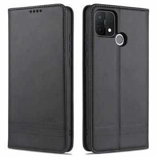 For OPPO A15 AZNS Magnetic Calf Texture Horizontal Flip Leather Case with Card Slots & Holder & Wallet(Black)