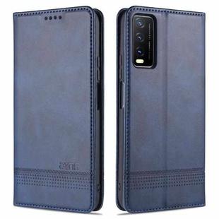 For vivo Y20 AZNS Magnetic Calf Texture Horizontal Flip Leather Case with Card Slots & Holder & Wallet(Dark Blue)