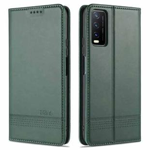 For vivo Y20 AZNS Magnetic Calf Texture Horizontal Flip Leather Case with Card Slots & Holder & Wallet(Dark Green)