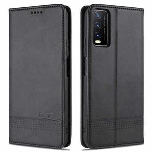 For vivo Y20 AZNS Magnetic Calf Texture Horizontal Flip Leather Case with Card Slots & Holder & Wallet(Black)