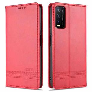 For vivo Y20 AZNS Magnetic Calf Texture Horizontal Flip Leather Case with Card Slots & Holder & Wallet(Red)