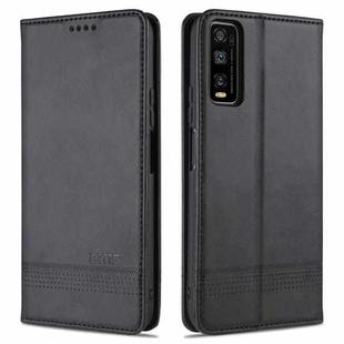 For vivo Y70s / Y51s / IQOO U1 AZNS Magnetic Calf Texture Horizontal Flip Leather Case with Card Slots & Holder & Wallet(Black)