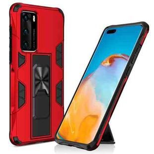 For Huawei P40 Shockproof TPU + PC Magnetic Protective Case with Holder(Red)