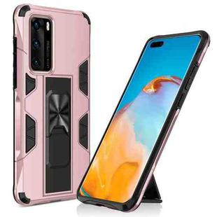 For Huawei P40 Shockproof TPU + PC Magnetic Protective Case with Holder(Rose Gold)