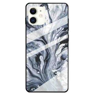 For iPhone 12 mini Fashion Marble Tempered Glass Protective Case (Ink Black)