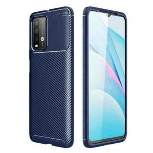 For Xiaomi Redmi Note9 4G Carbon Fiber Texture Shockproof TPU Case(Blue)