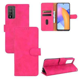 For Huawei Honor 10X Lite Solid Color Skin Feel Magnetic Buckle Horizontal Flip Calf Texture PU Leather Case with Holder & Card Slots & Wallet(Rose Red)