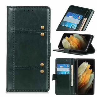 For Samsung Galaxy S21 Ultra 5G Peas Crazy Horse Texture Horizontal Flip Leather Case with Holder & Card Slots & Wallet(Green)
