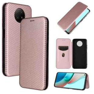 For Xiaomi Redmi Note 9 5G Carbon Fiber Texture Horizontal Flip TPU + PC + PU Leather Case with Card Slot(Pink)