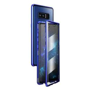For Samsung Galaxy Note 8 Magnetic Metal Frame Double-sided Tempered Glass Case(Blue Purple)