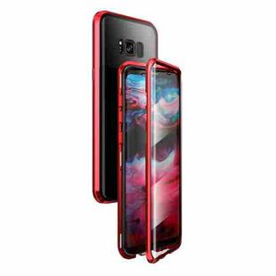 For Samsung Galaxy S8 Magnetic Metal Frame Double-sided Tempered Glass Case(Red)