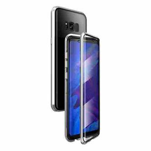For Samsung Galaxy S8 Magnetic Metal Frame Double-sided Tempered Glass Case(Silver)