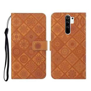 For Xiaomi Redmi 9 Ethnic Style Embossed Pattern Horizontal Flip Leather Case with Holder & Card Slots & Wallet & Lanyard(Brown)