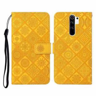 For Xiaomi Redmi 9 Ethnic Style Embossed Pattern Horizontal Flip Leather Case with Holder & Card Slots & Wallet & Lanyard(Yellow)