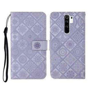 For Xiaomi Redmi 9 Ethnic Style Embossed Pattern Horizontal Flip Leather Case with Holder & Card Slots & Wallet & Lanyard(Purple)